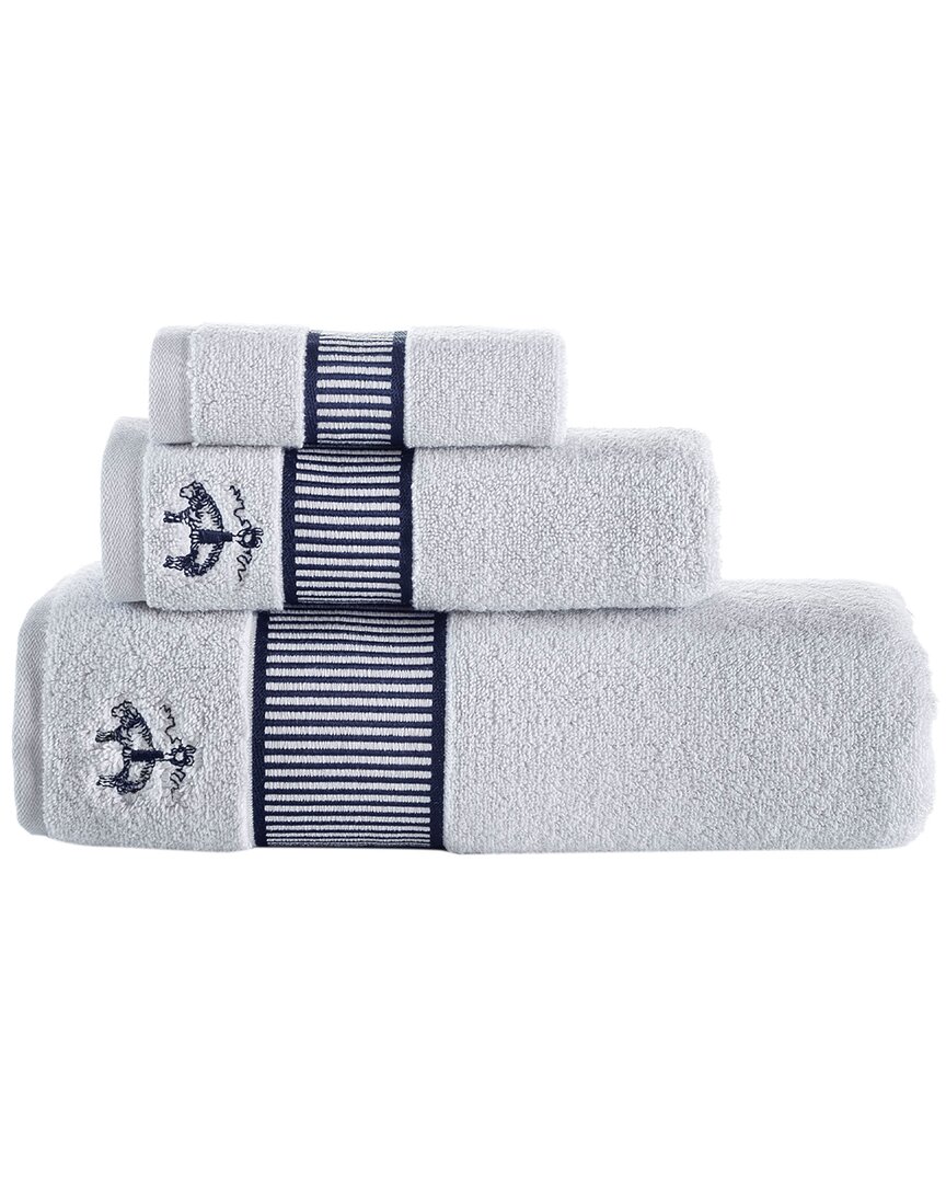 Brooks Brothers Fancy Border 3pc Towel Set In Silver