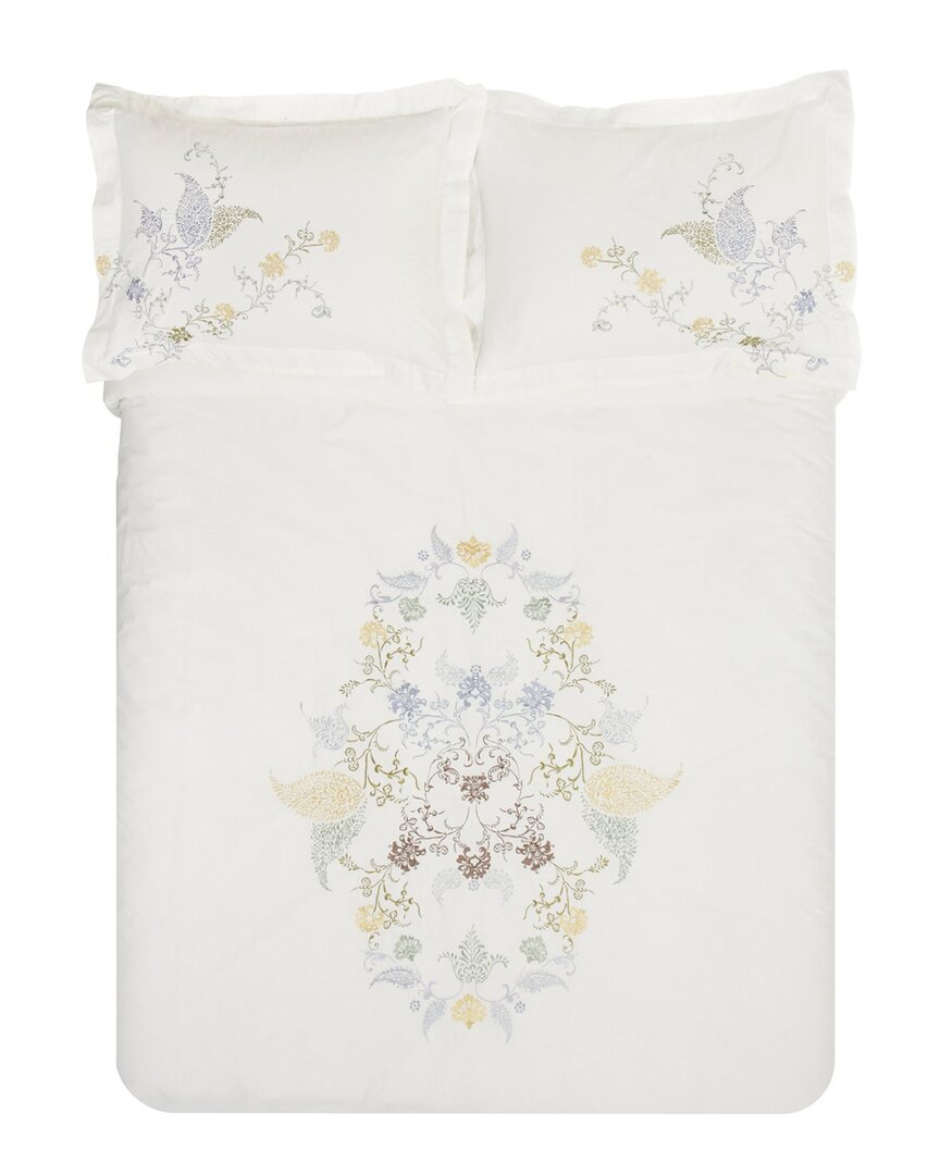 Superior Hyacinth 3pc Embroidered Button Closure Duvet Cover Set In Multicolor