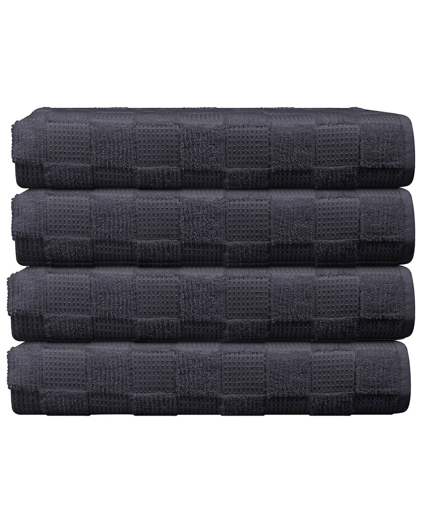 Depera Home Waffle Terry Set Of 4 Turkish Wash Towels In Grey