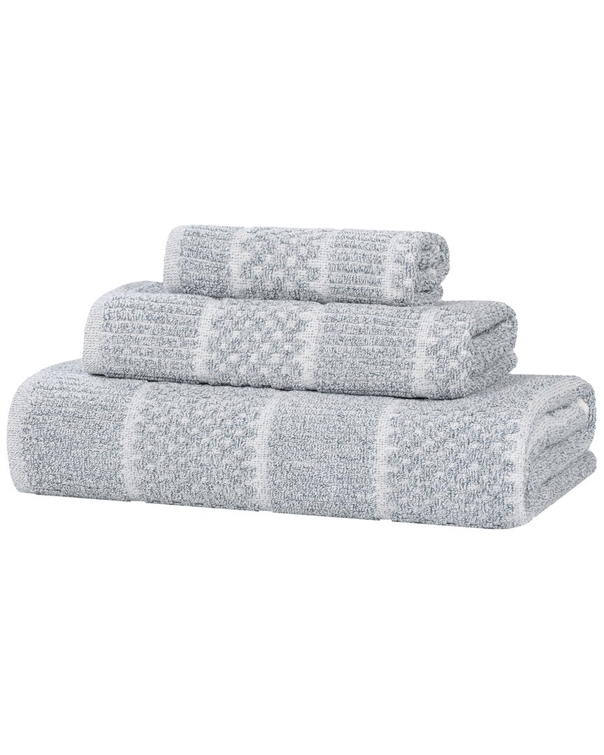 Superior Naples Medium Weight Checkered & Ribbed 3pc Towel Set