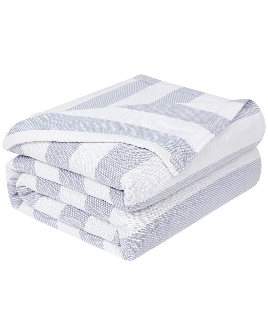 Southshore Fine Linens 100% Cotton Striped Blanket In Grey