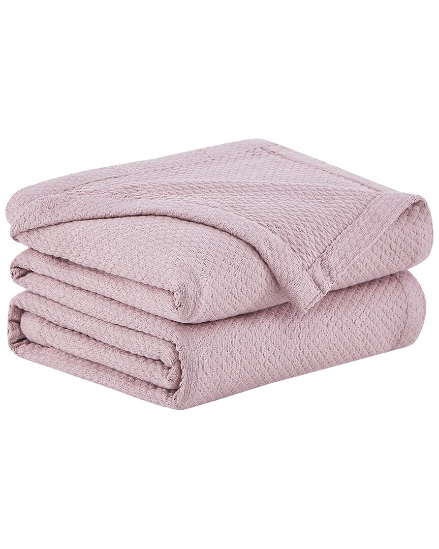 Southshore Fine Linens Milton 100% Cotton Blanket In Pink