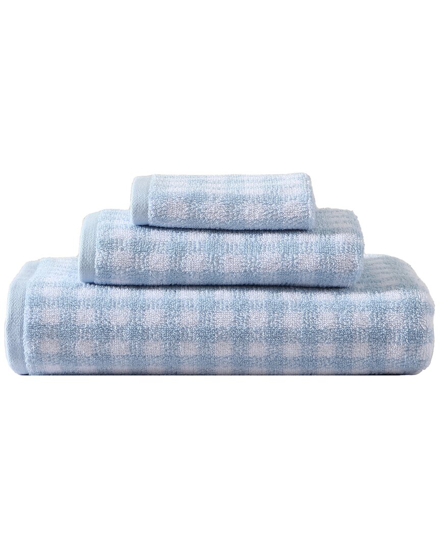 Laura Ashley Ginny 100% Cotton Terry 3 Piece Towel Set In Blue