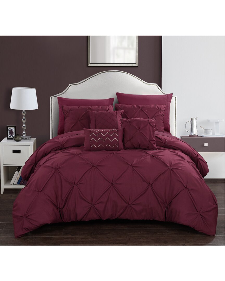 Chic Home Salvatore Bed In A Bag Comforter Set In Burgundy