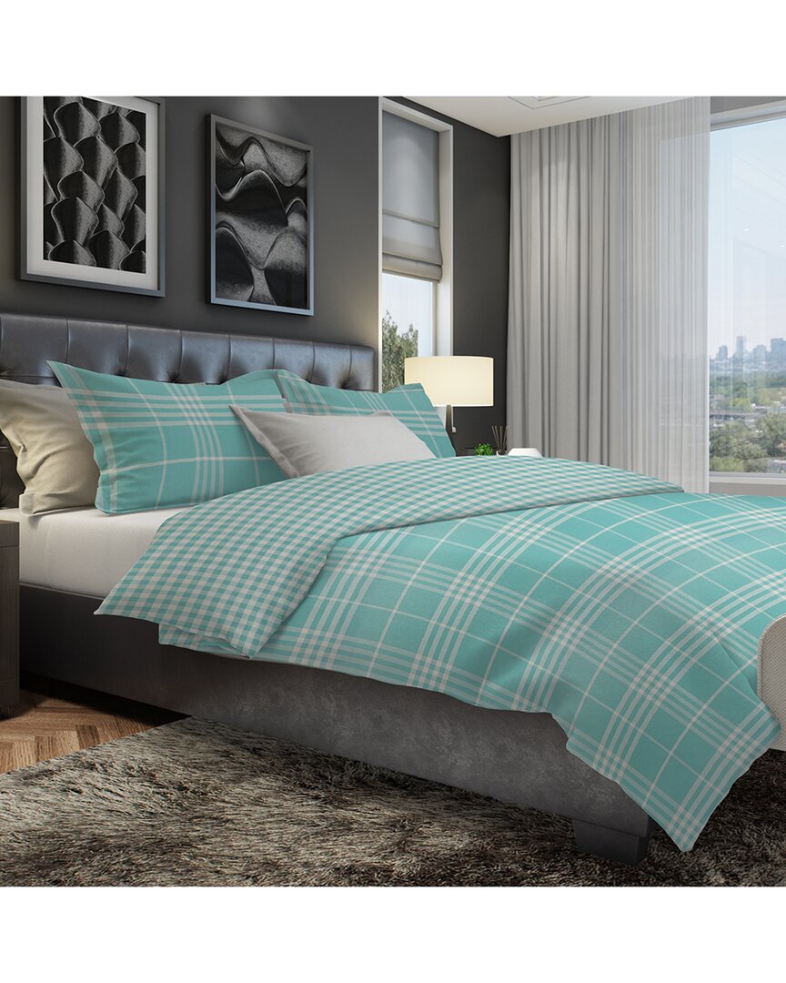 Ninetysix Banbury Plaid Plaid Reversible Duvet Cover Set In Turquoise
