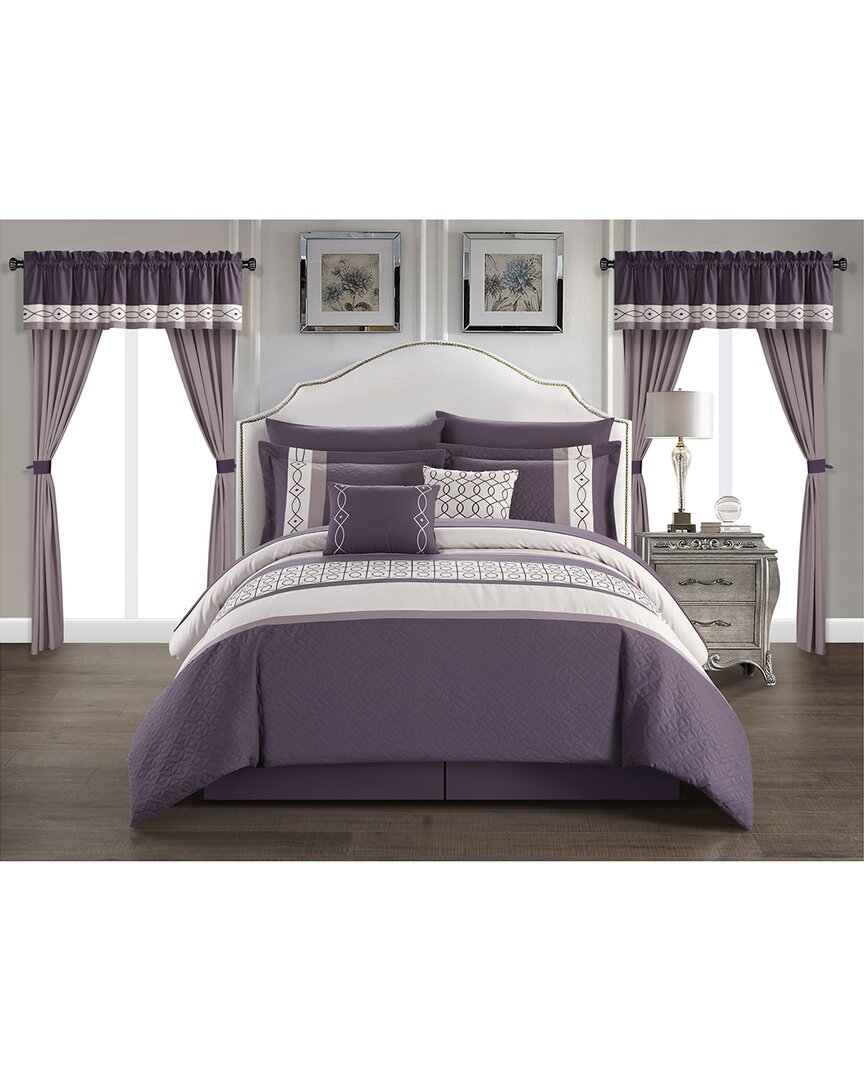Chic Home Katrein 20pc Bed In A Bag Comforter Set In Plum