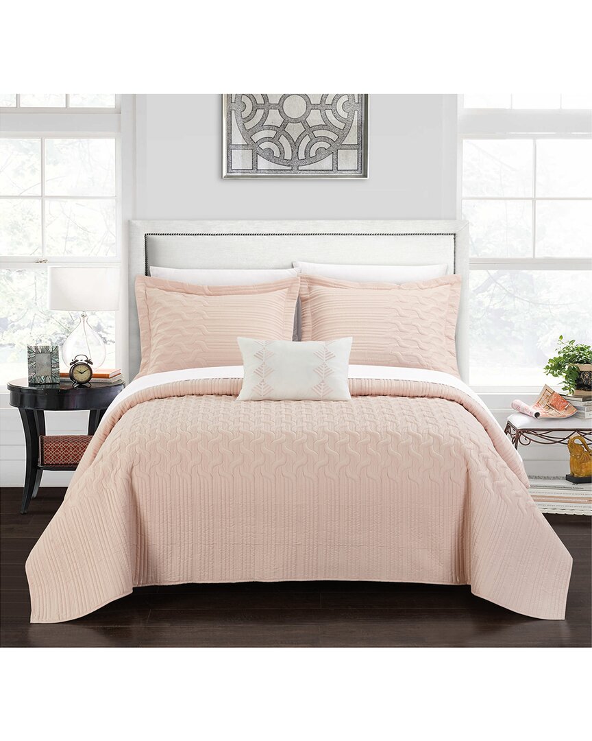 Chic Home Shaliya Bed In A Bag Quilt Set In Blush