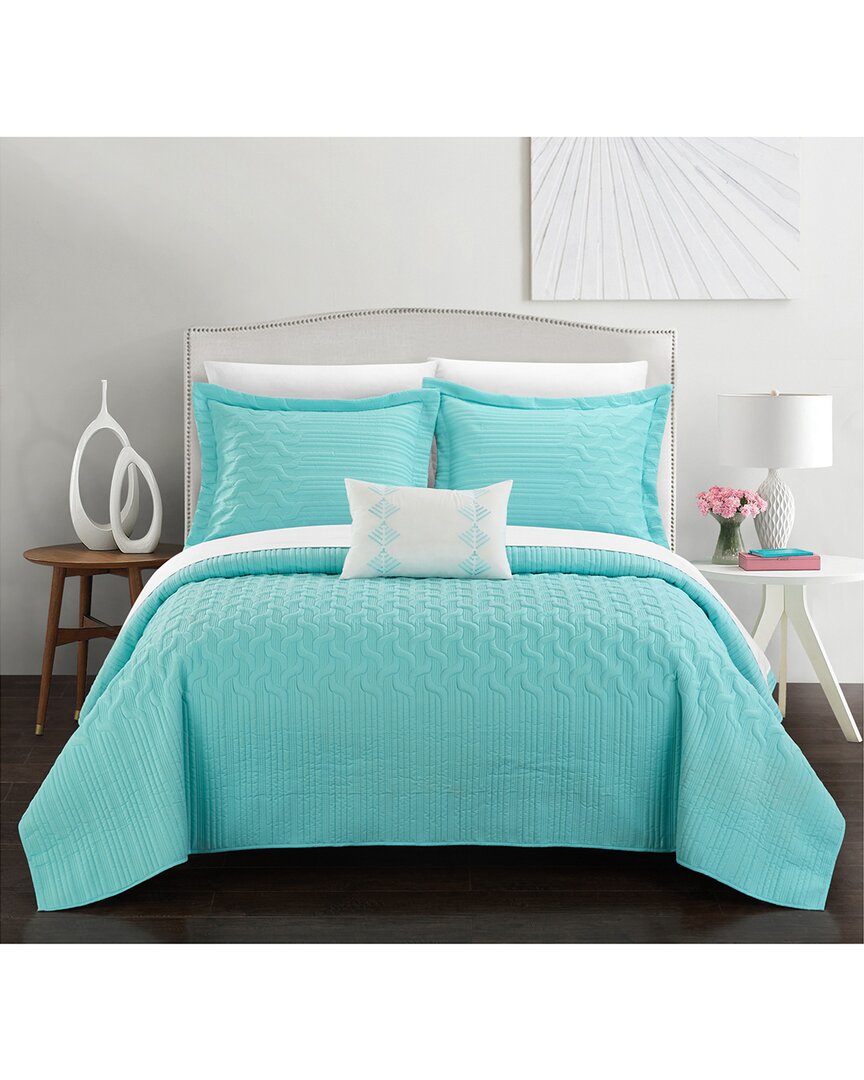 Chic Home Shaliya Bed In A Bag Quilt Set In Aqua