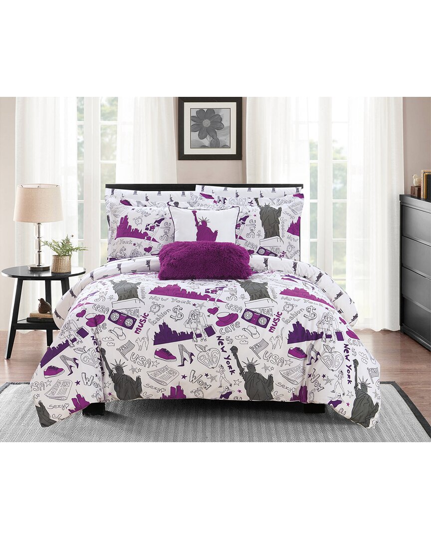 Chic Home Auguste Reversible Bed In A Bag Comforter Set In Purple