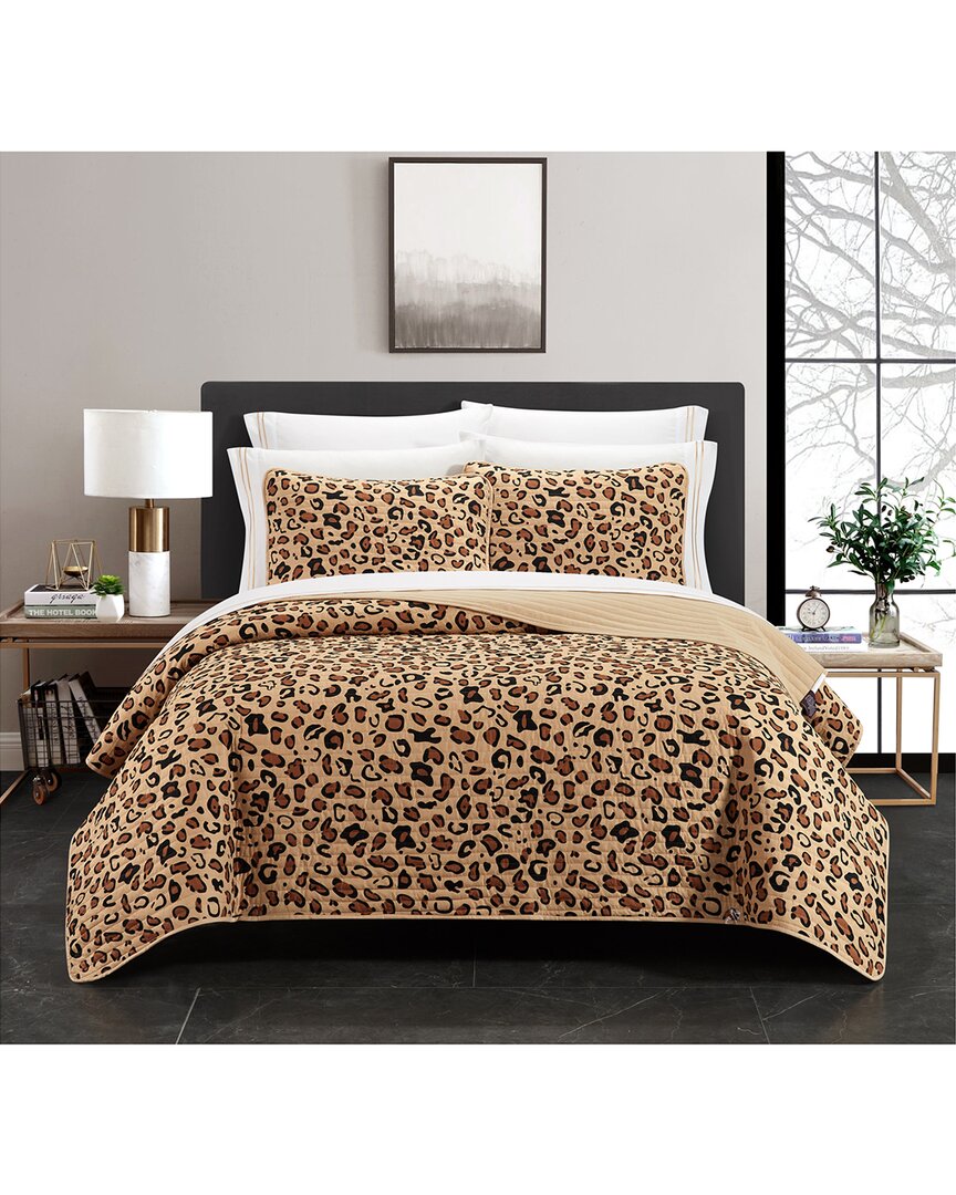 Chic Home Abyssinian Quilt Set In Brown