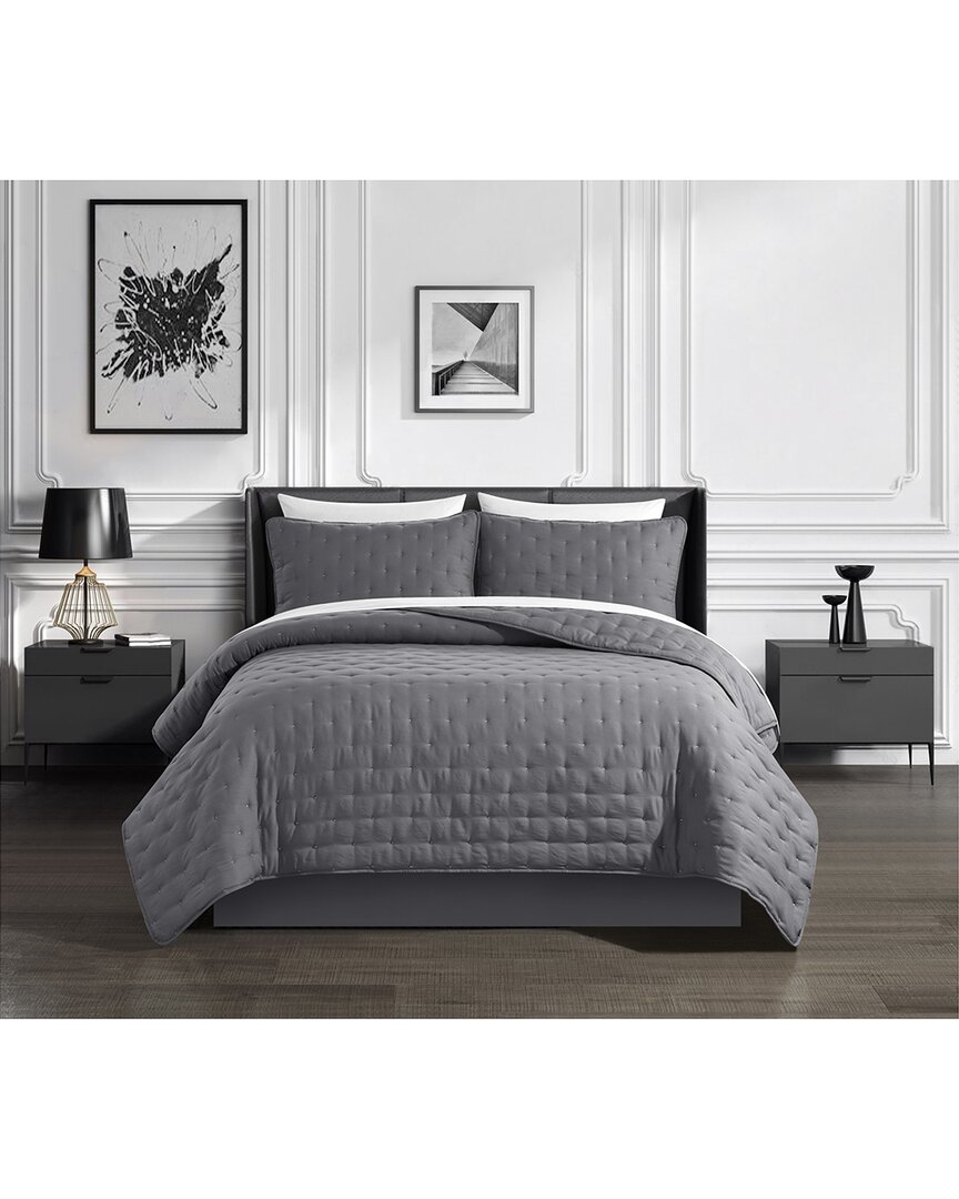 Chic Home Chylar Quilt Set In Grey