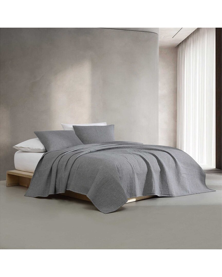 Calvin Klein Mini Channel Stitch Solid Blend Reversible Quilt Set
