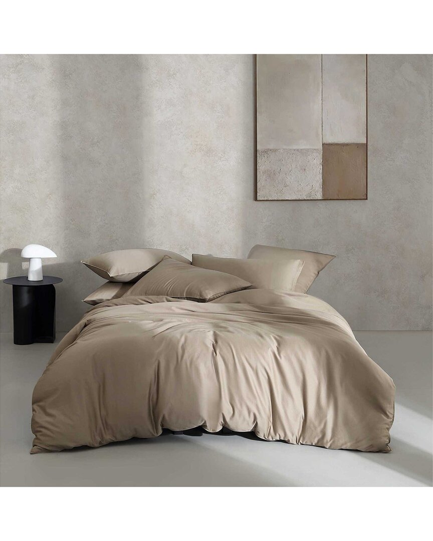 Calvin Klein 300 Thread Count Organic Earth Solid Cotton Sateen Duvet Cover Set