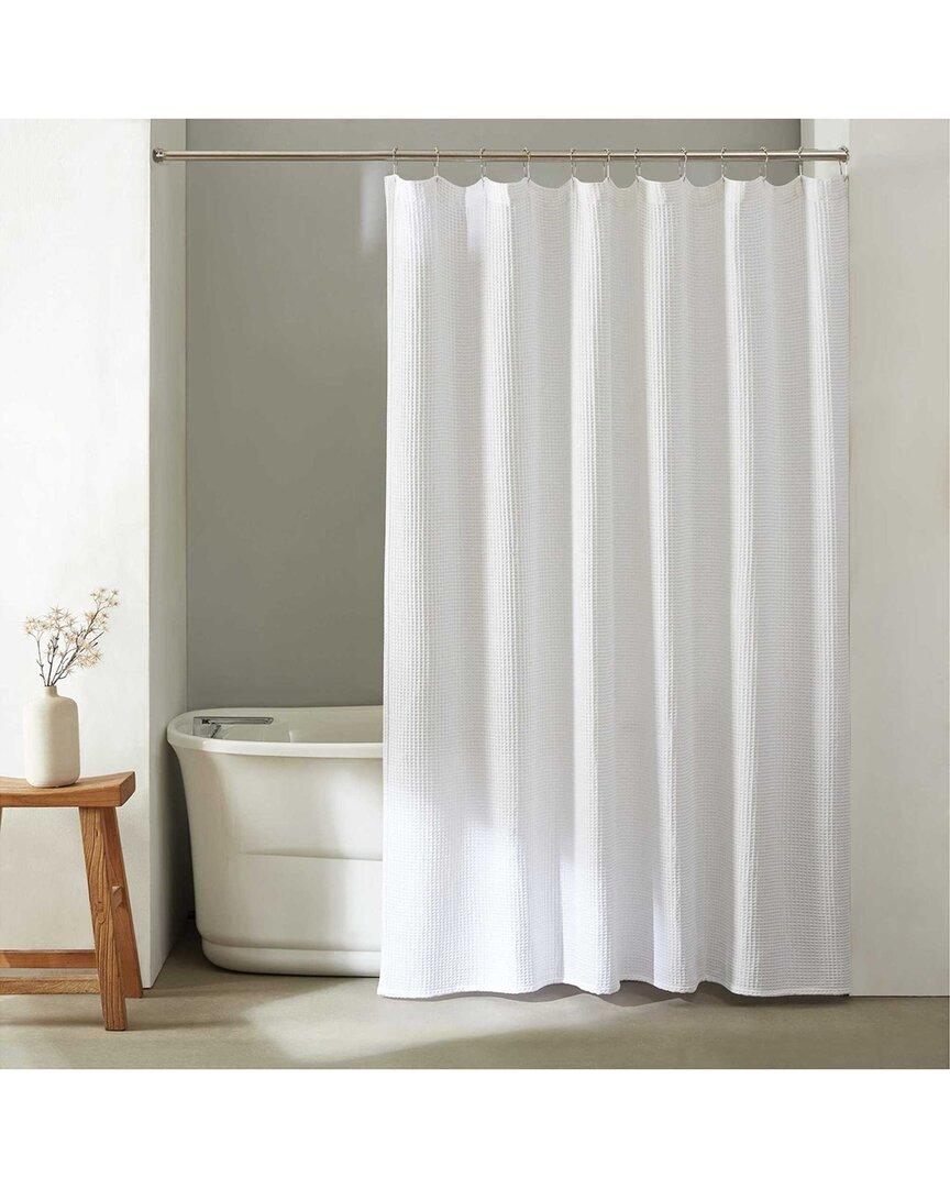 Calvin Klein Waffle Solid Blend Waffle Shower Curtain