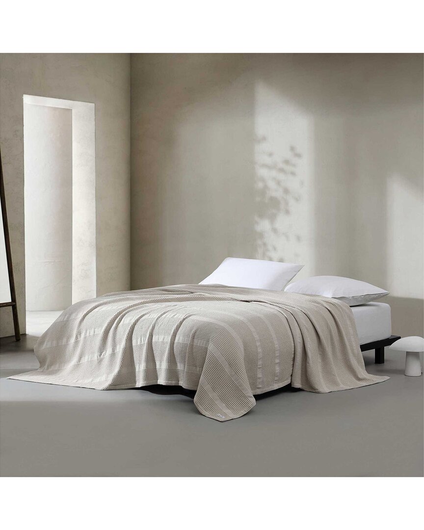 Calvin Klein Waffle Stripe Cotton Blanket