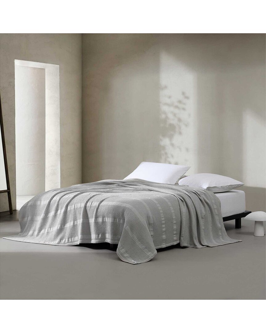 Calvin Klein Waffle Stripe Cotton Blanket