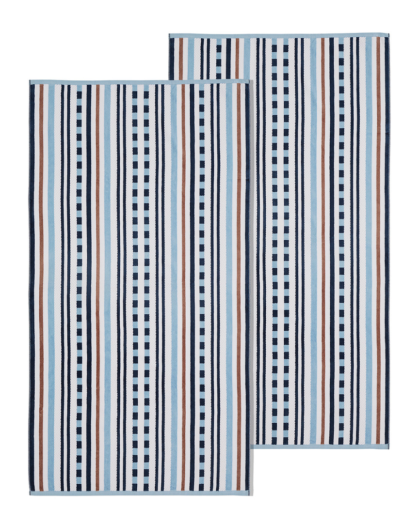 Superior Striped Oversized 2pc Beach Cotton Towel Set