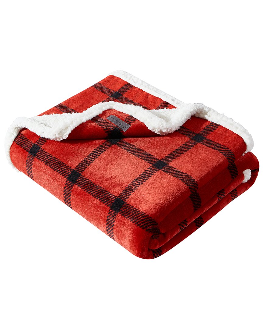 Eddie Bauer Bunkhouse Plaid Ultra Soft Plush Fleece Reversible Throw In Red