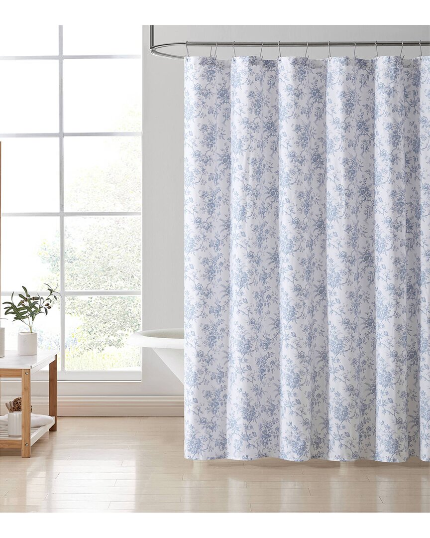 Laura Ashley Walled Garden Cotton Twill Shower Curtain In Blue
