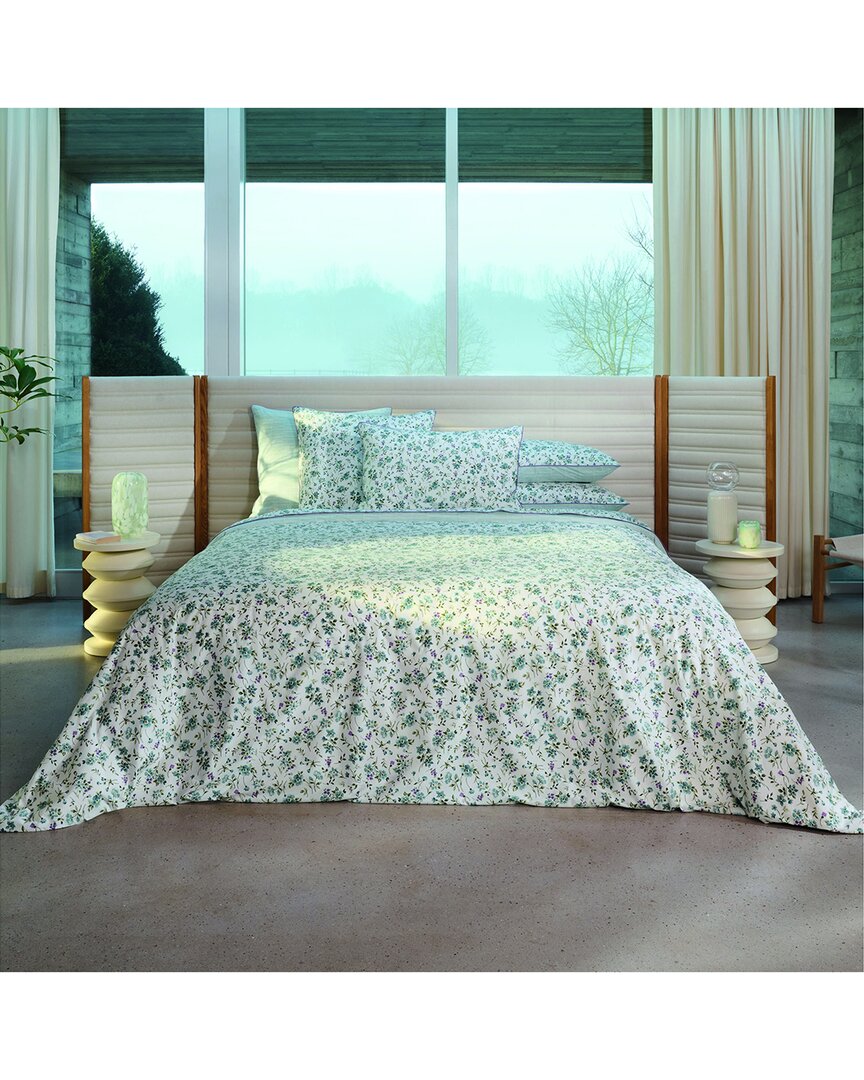 Anne De Solene Anne De Solène Fugace Organic Percale Reversible Duvet Cover In Green