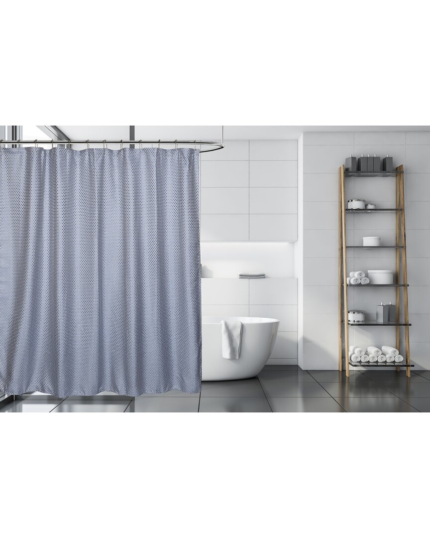 Moda At Home Cardiff 3pc Shower Curtain Set With 12 Shower Hooks In Blue