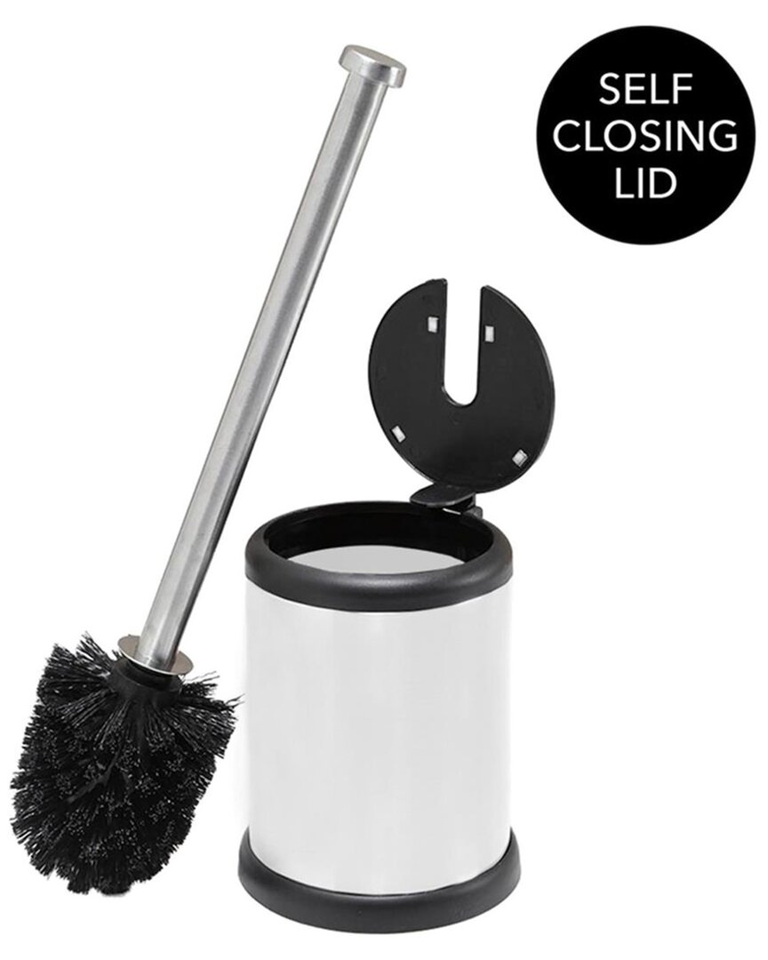 Moda At Home Toilet Bowl Brush With Closing Lid In White