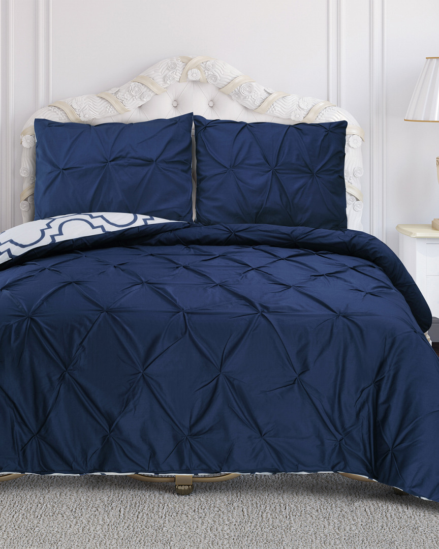 Superior Valencia 3pc Button Closure Duvet Cover Set