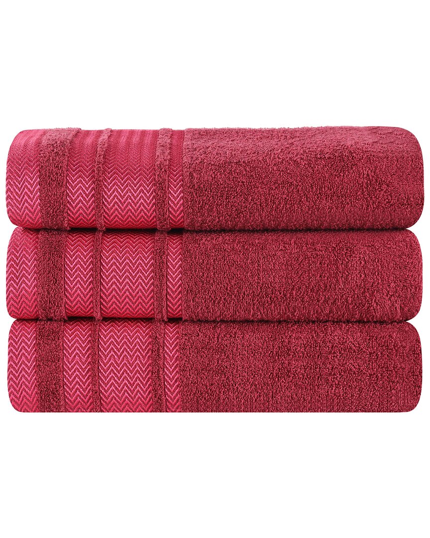 Superior Set Of 3 Zero Twist Cotton Dobby Border Plush Soft Absorbent Bath  Towels