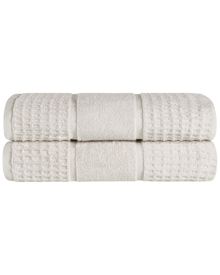 Superior Set Of 2 Zero Twist Cotton Waffle Honeycomb Plush Soft Absorbent Bath Sheets
