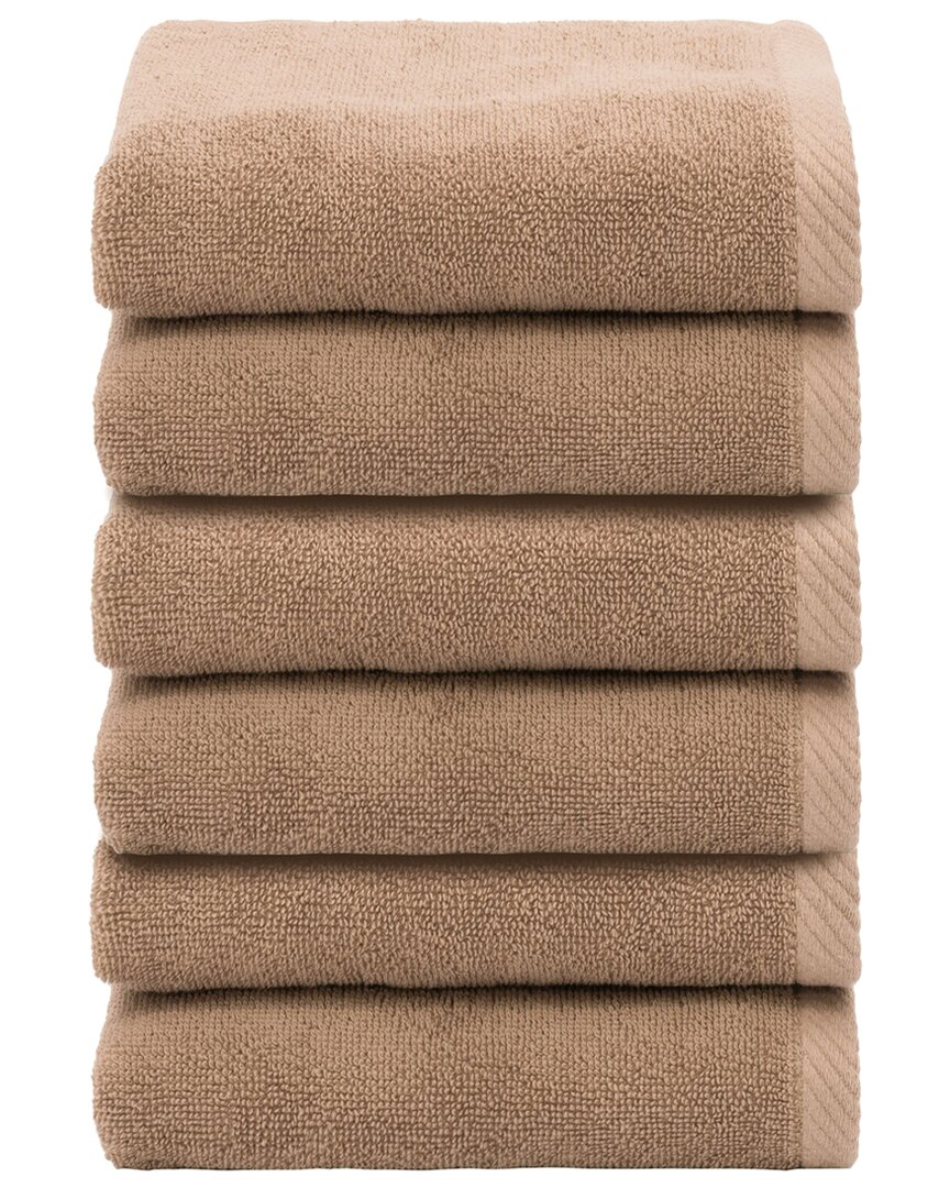Linum Home Textiles 100% Turkish Cotton Ediree Hand Towels (set Of 6) In Cocoa