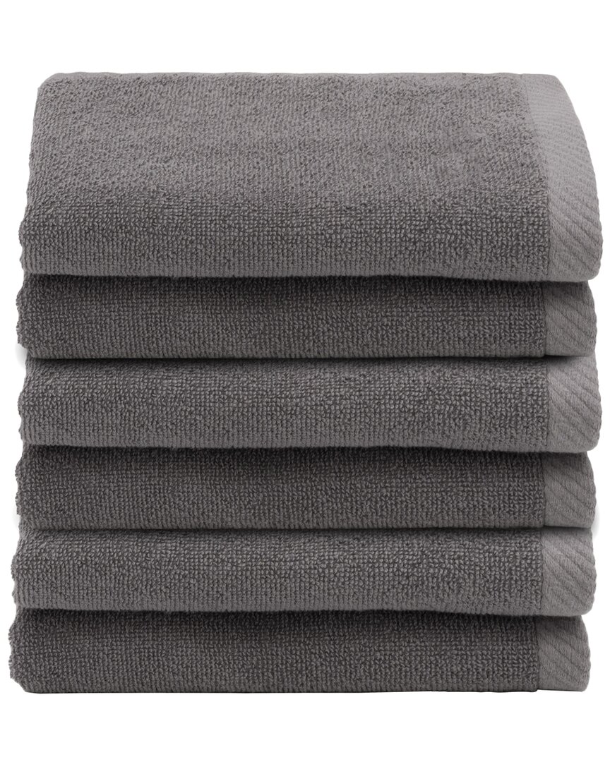 Linum Home Textiles 100% Turkish Cotton Ediree Fingertip Towels (set Of 6) In Charcoal