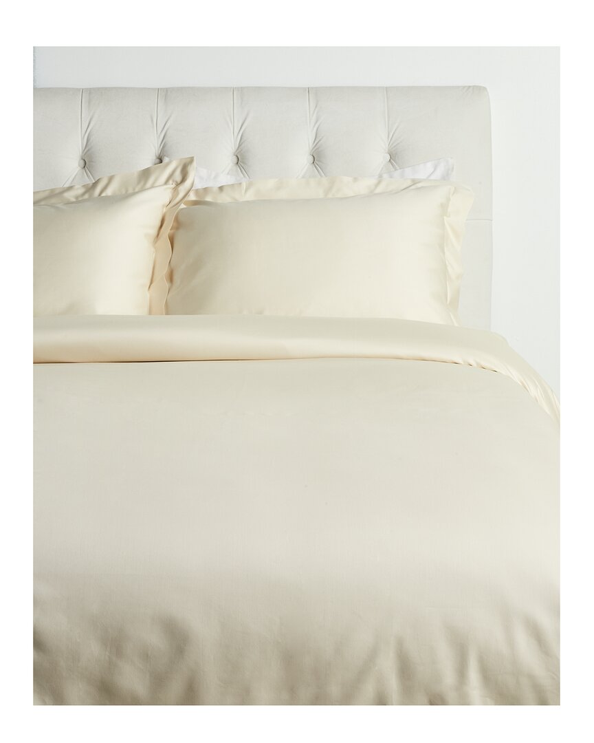 Bombacio Linens Sunset Collection 200tc Brushed Cotton Percale Duvet Set In Ivory