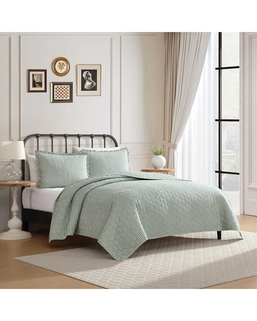 Laura Ashley Gracies Gingham 100% Cotton Quilt Set