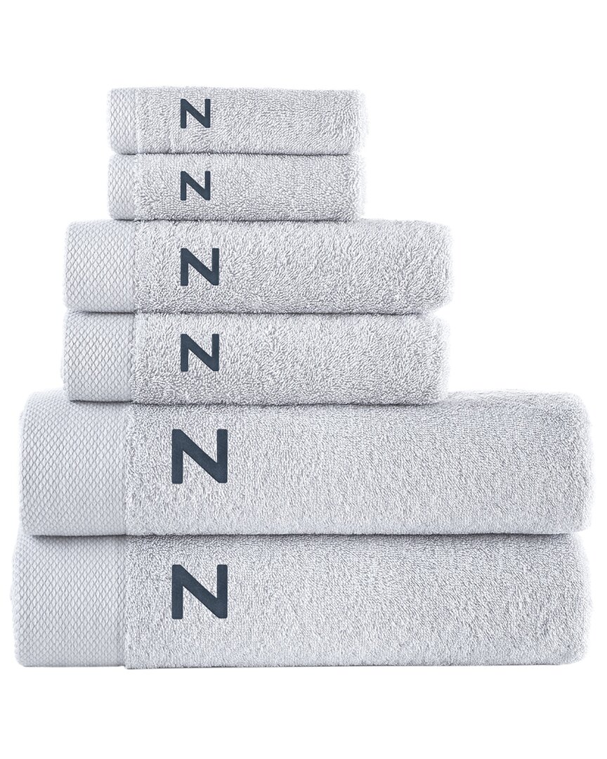 Brooks Brothers Set Of 6 Monogrammed Towels In Gray