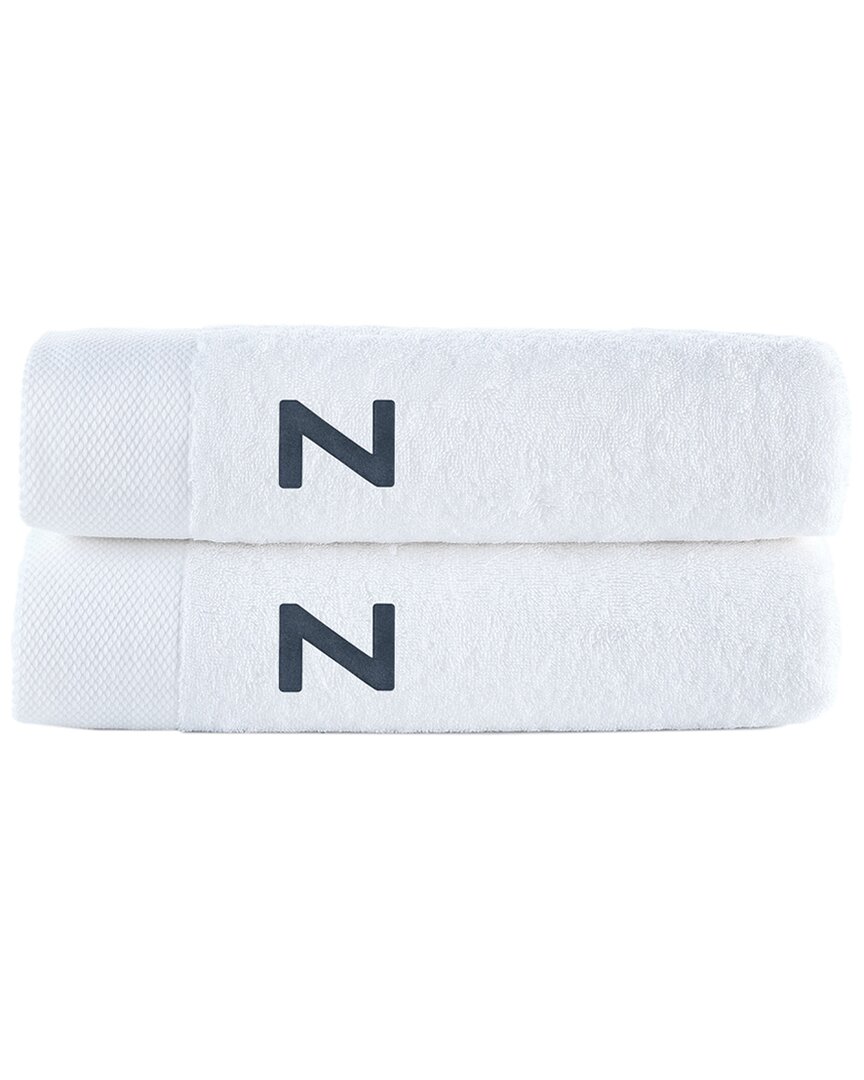 Brooks Brothers Set Of 2 Monogrammed Bath Towels In White
