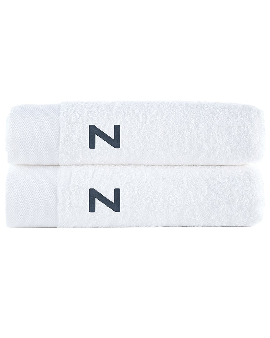 Brooks Brothers Set Of 2 Monogrammed Bath Towels In White
