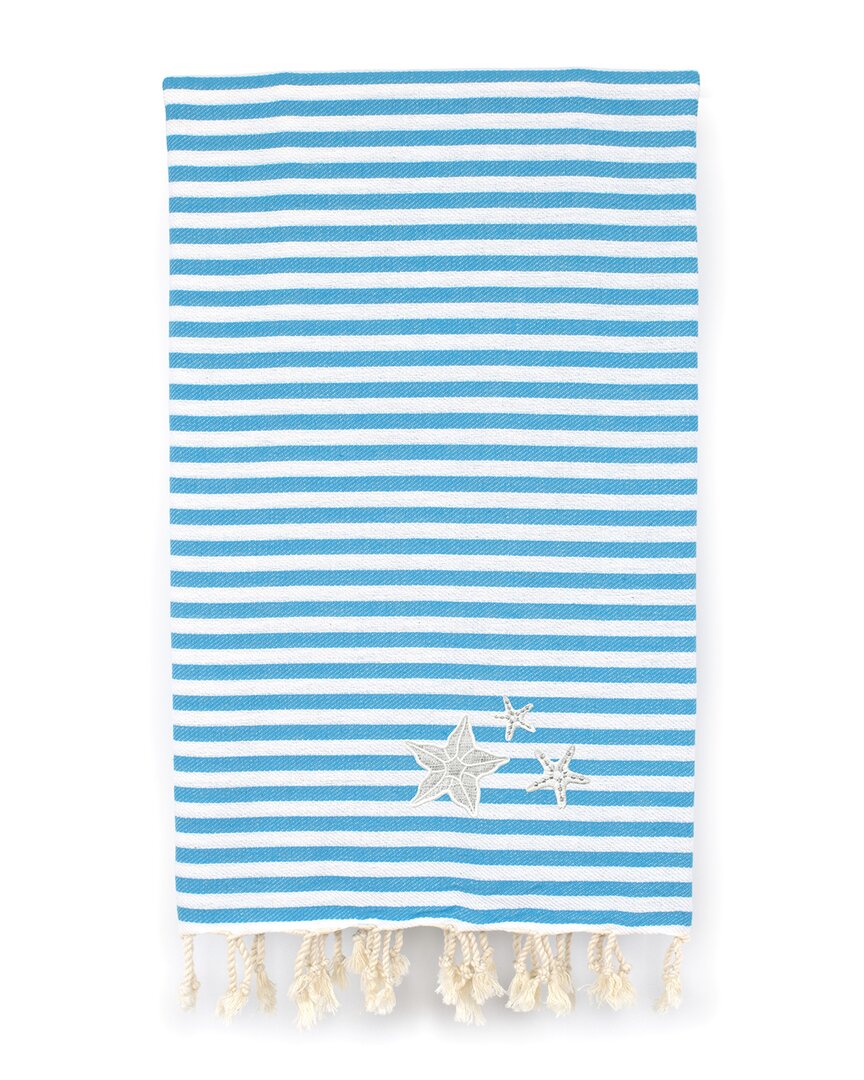 Linum Home Textiles Fun In The Sun Glittery Starfish Pestemal Beach Towel In Blue