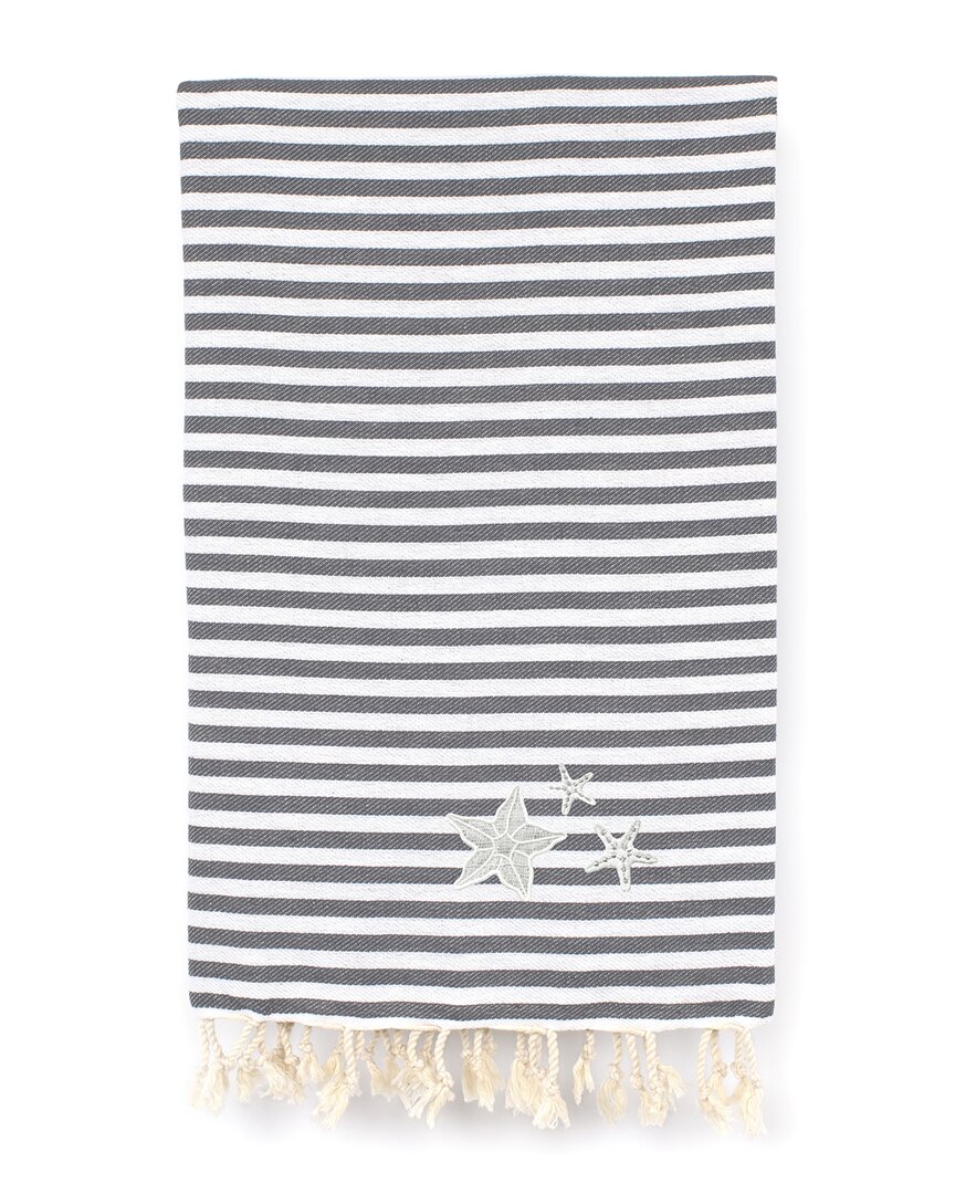 Shop Linum Home Textiles Fun In The Sun Glittery Starfish Pestemal Beach Towel In Grey
