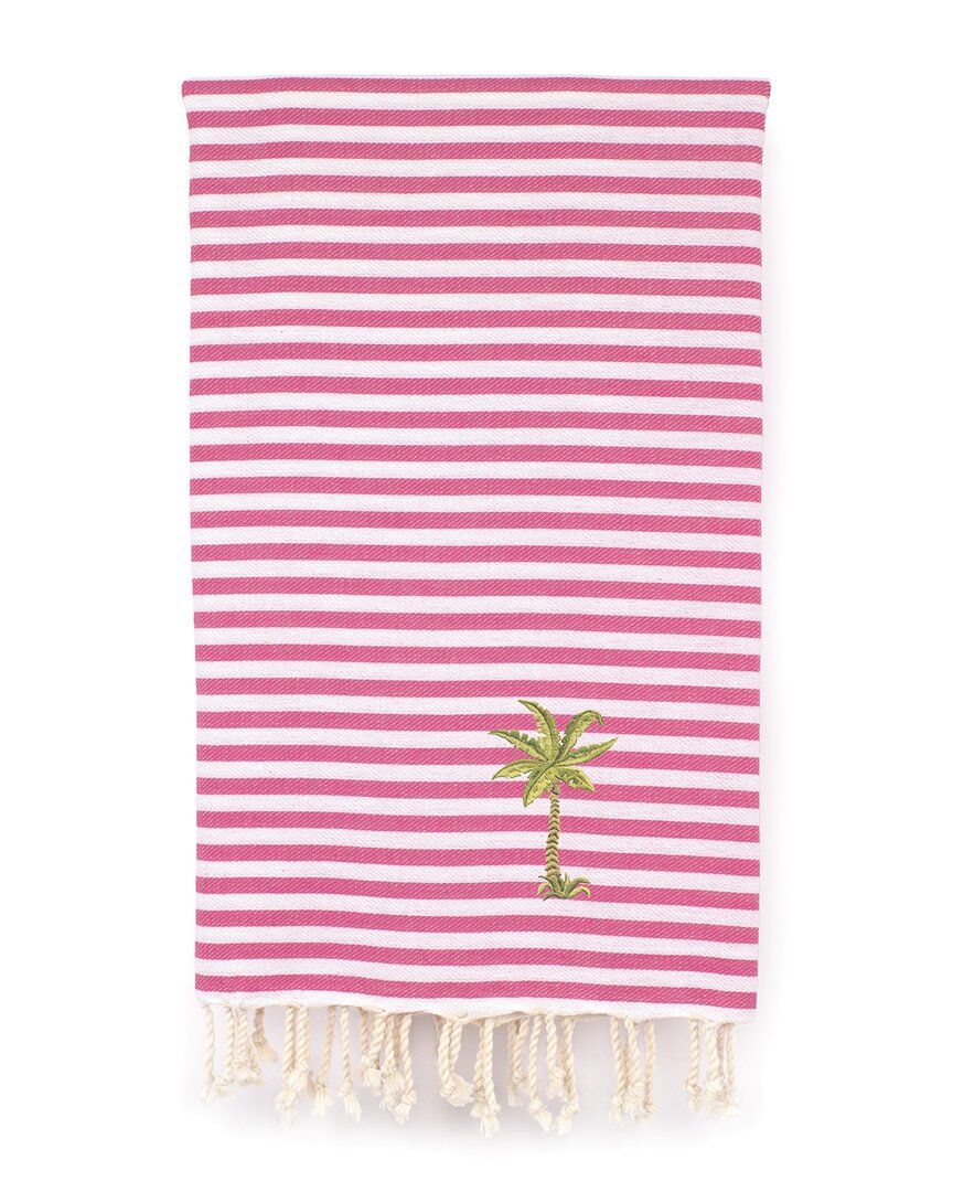 Linum Home Textiles Fun In The Sun Breezy Palm Tree Pestemal Beach Towel In Pink