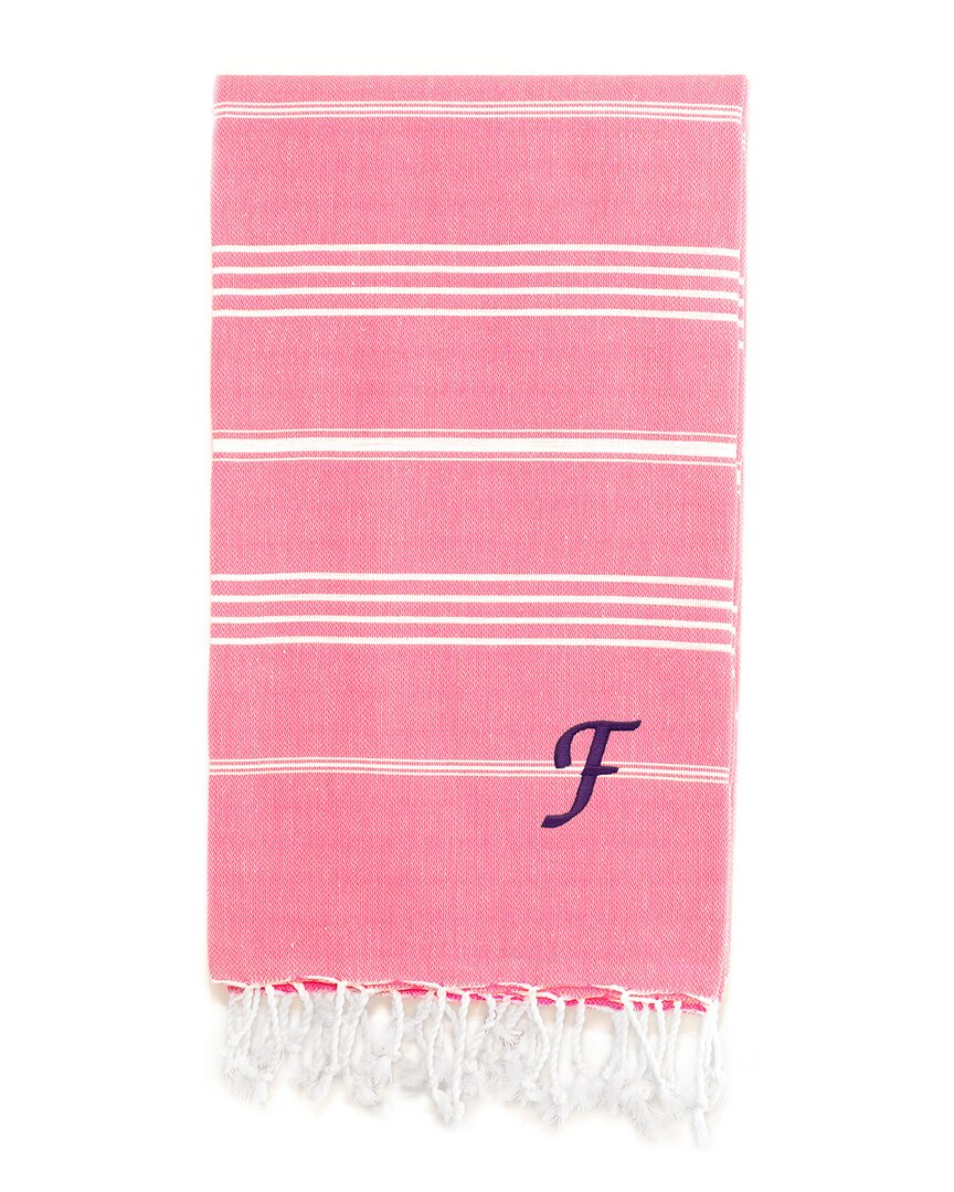 Linum Home Textiles Lucky Pestemal Beach Towel Monogrammed (a-z) In Pink