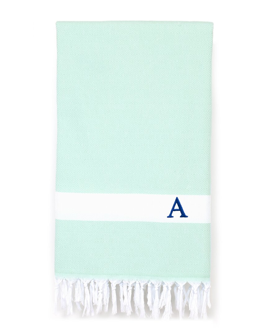 Linum Home Textiles Diamond Pestemal Beach Towel Monogrammed (a-z) In Aqua