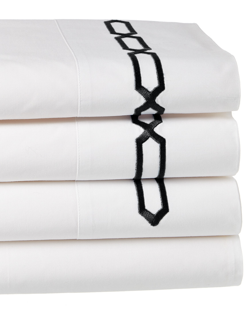 Dea Italian Linens Prato Embroidered Sheet Set In White