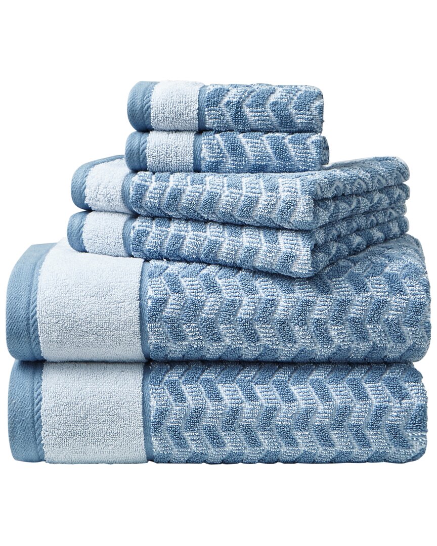 Nautica Zane Chevron Cotton 6-piece Towel Set In Blue