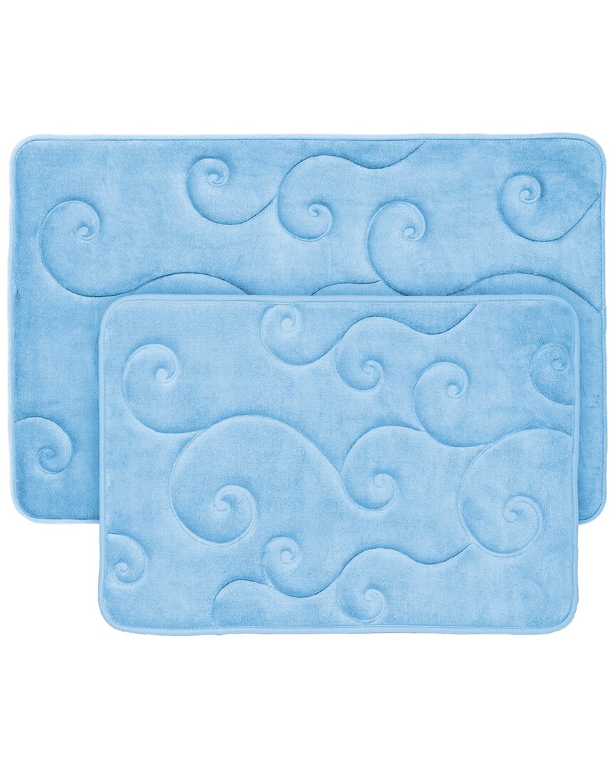 Shop Lavish Home 2p Memory Foam Bath Mat Set In Blue