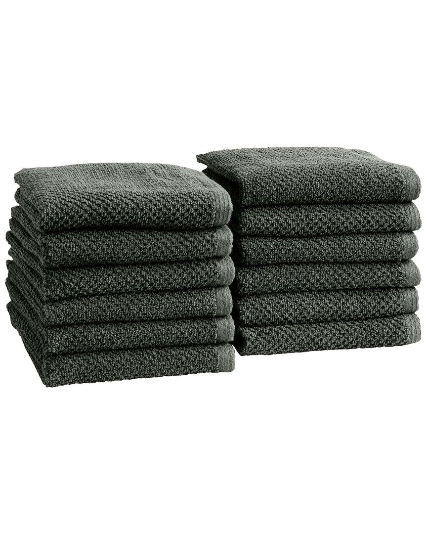 Linery & Co Luxury Cotton Textured Bath Towel In Green