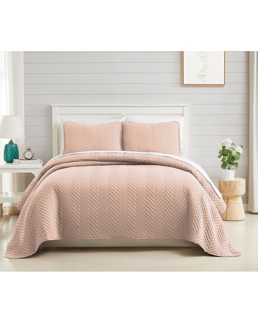 Southshore Fine Linens Chevron 3pc Quilt And Sham Set