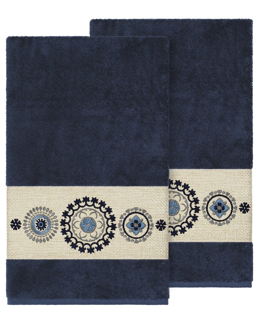 Linum Home Textiles Isabelle Turkish Cotton 2pc Embellished Bath Towel Set