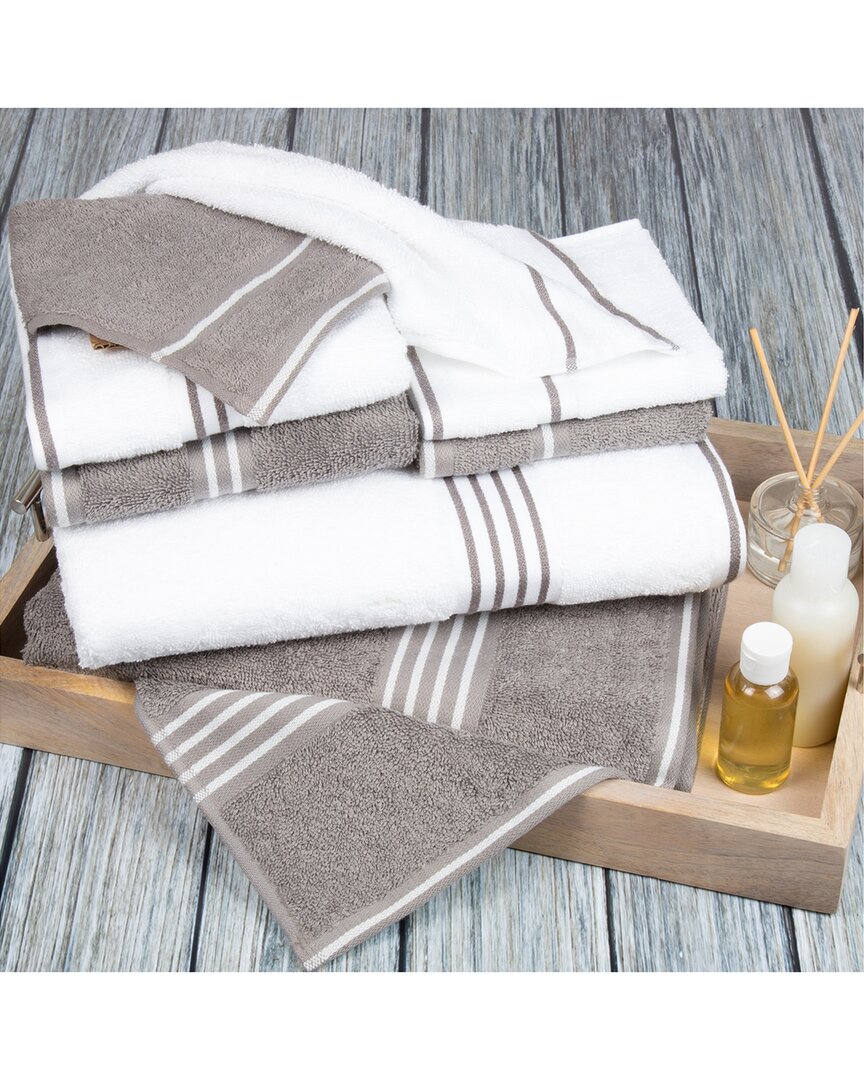 Lavish Home 8pc Cotton Towel Set In Gray