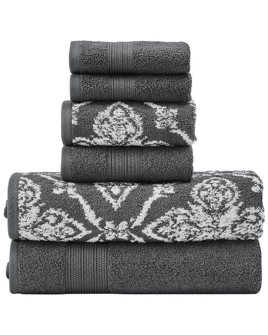 Modern Threads 6pc Yarn Dyed Jacquard Towel Set In Black