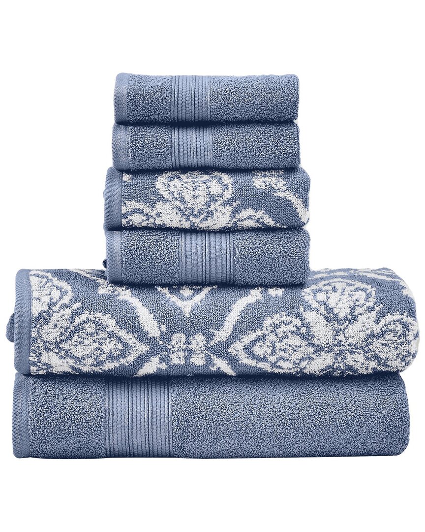 Modern Threads 6pc Yarn Dyed Jacquard Towel Set In Blue